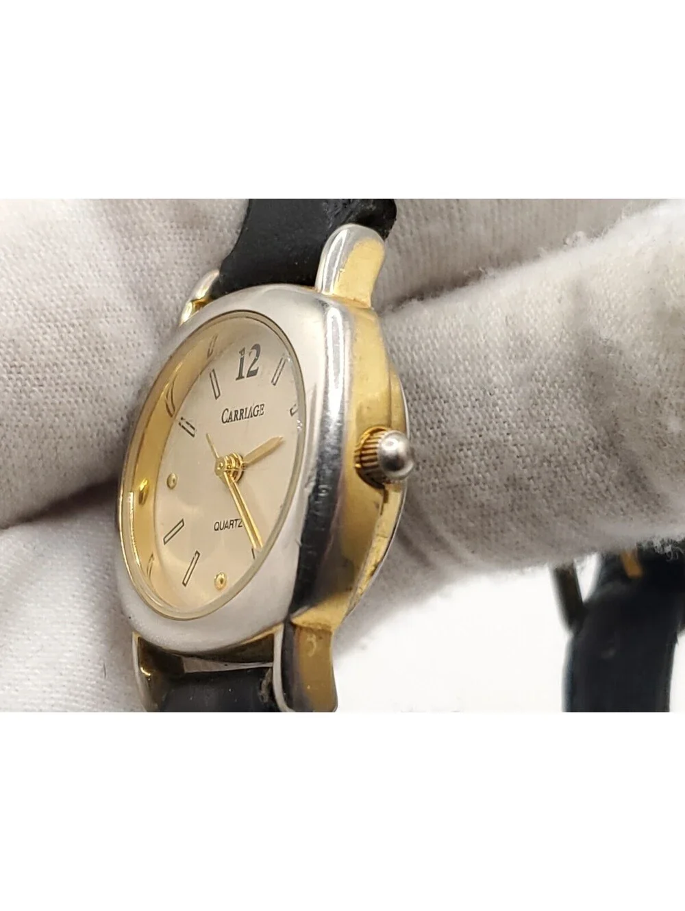 Carriage By Timex Quartz Womens Watch New Battery Black Band 23mm